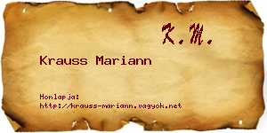 Krauss Mariann névjegykártya